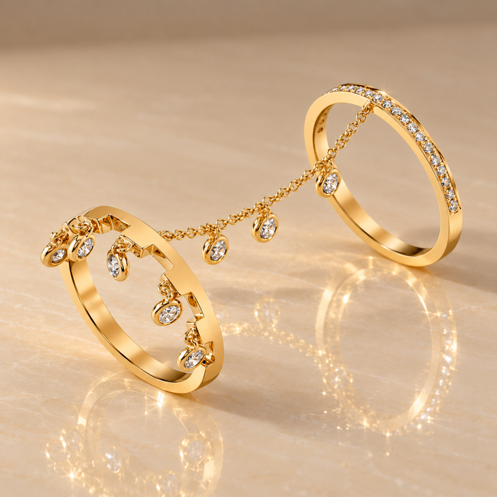 Crystal Chain Finger Ring
