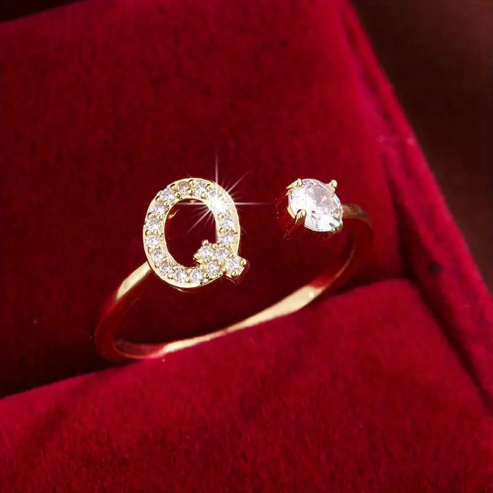 Crystal Letter Ring
