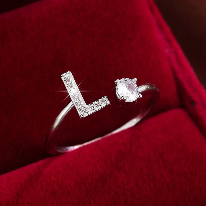 Crystal Letter Ring