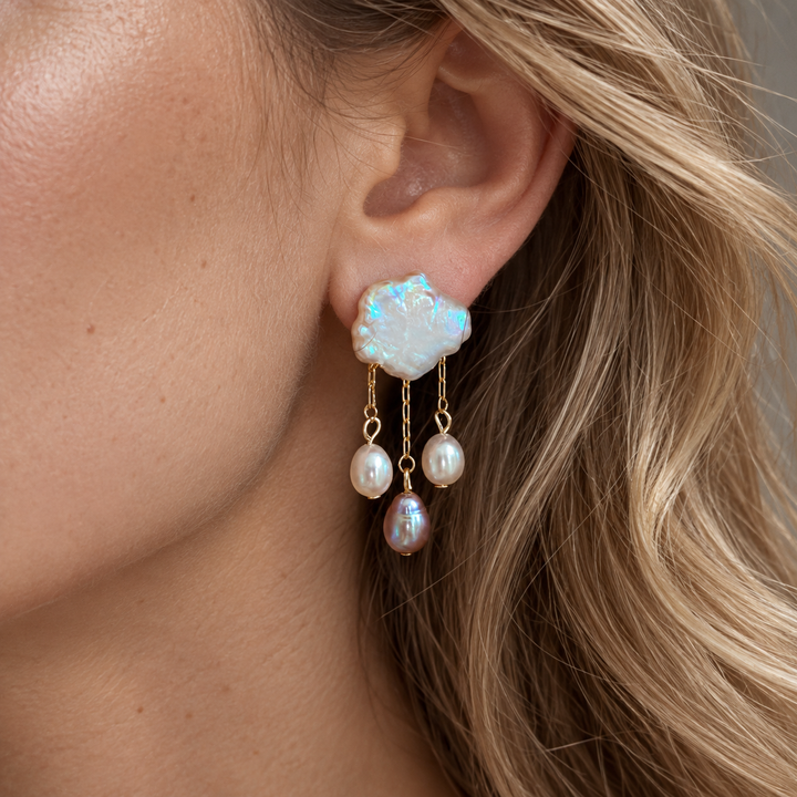 Pearl Cloud Drop Earrings