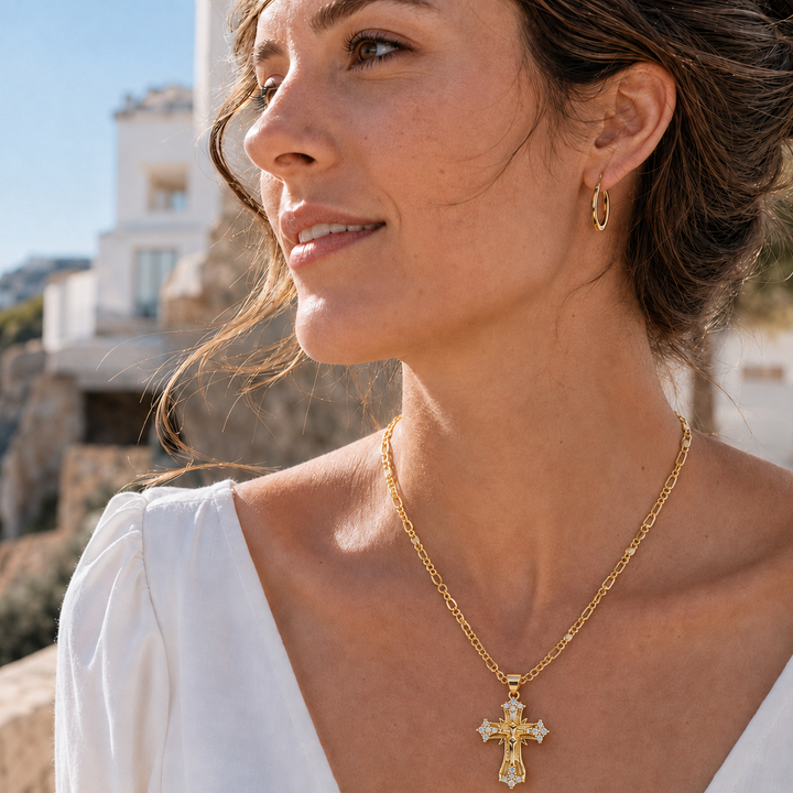 Crystal Cross Pendant Necklace