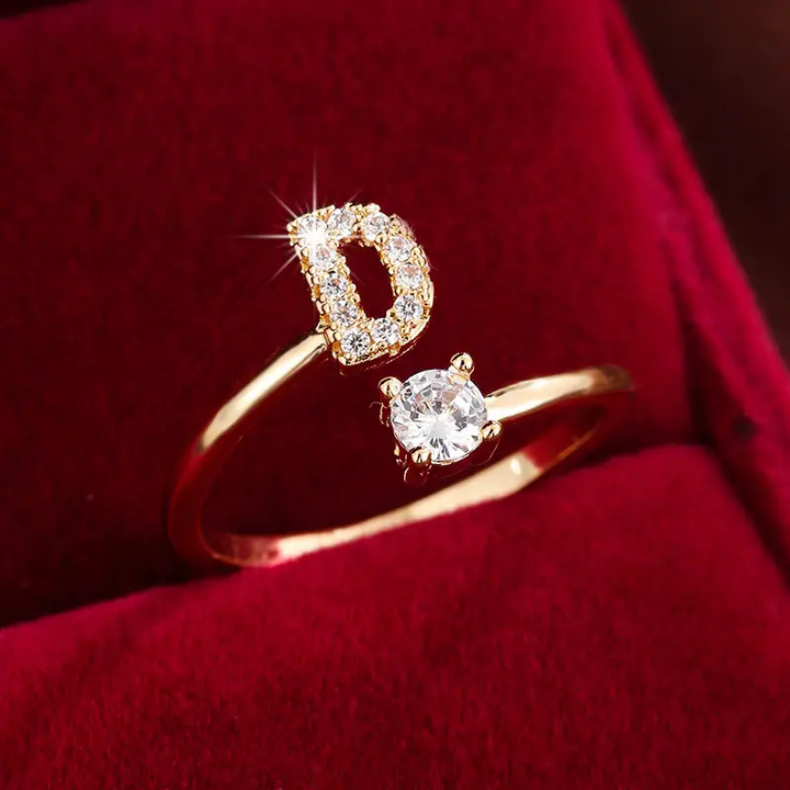 Crystal Letter Ring