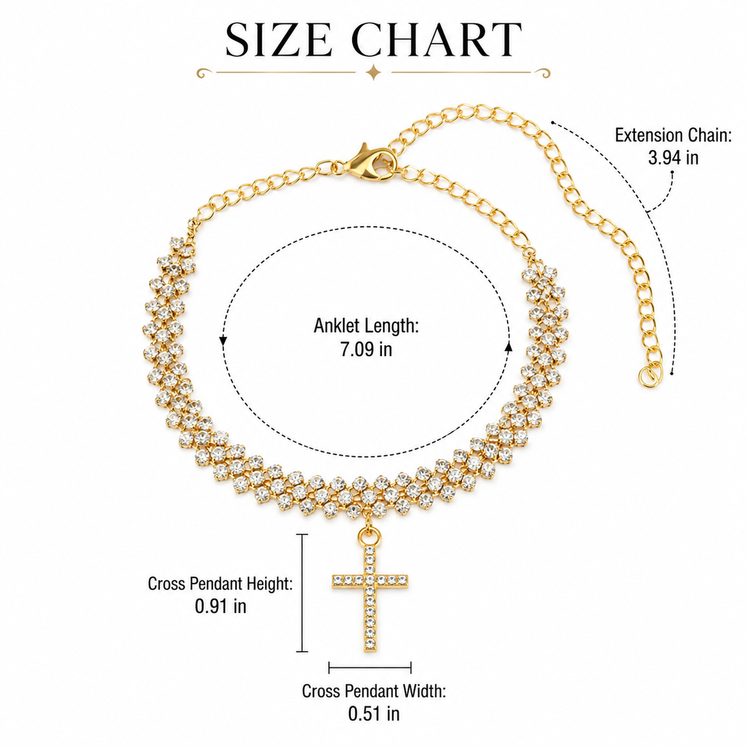 Sparkling Cross Charm Anklet