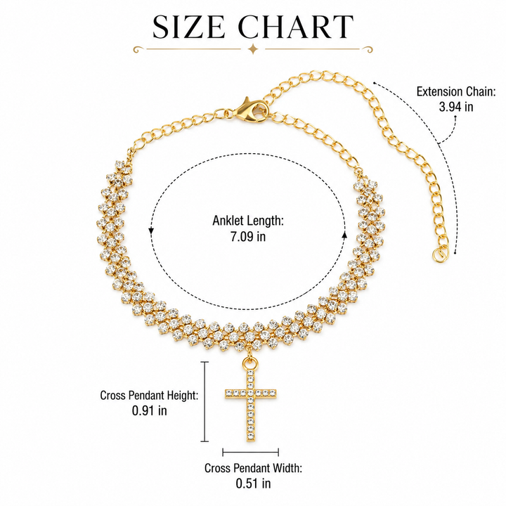Sparkling Cross Charm Anklet