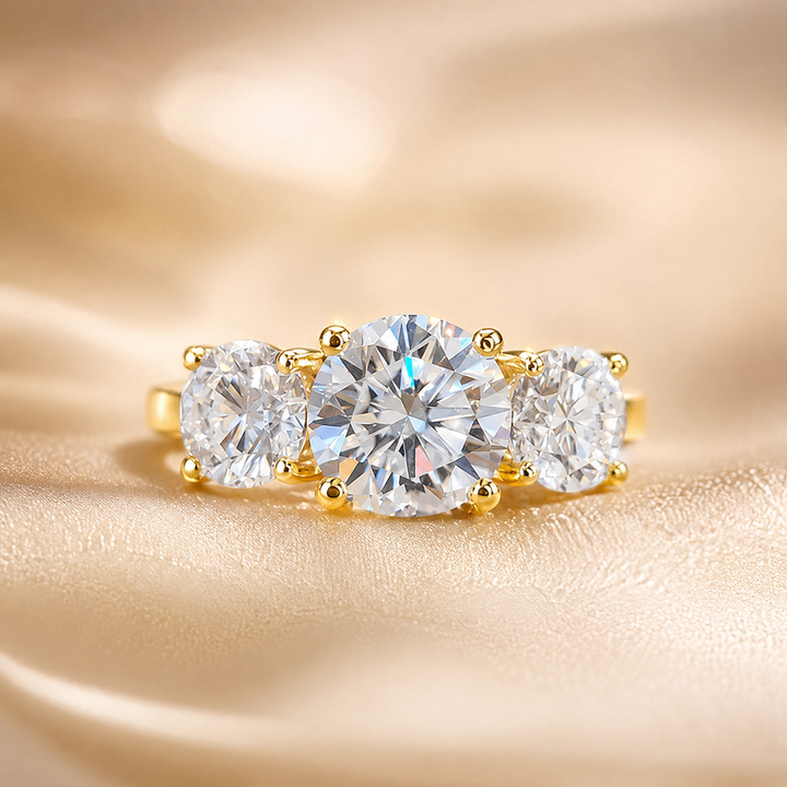 Three-Stone Round Zircon Ring