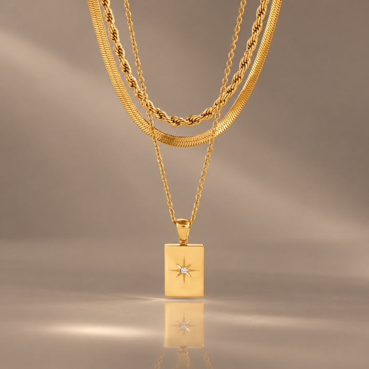 Layered Starburst Pendant Necklace