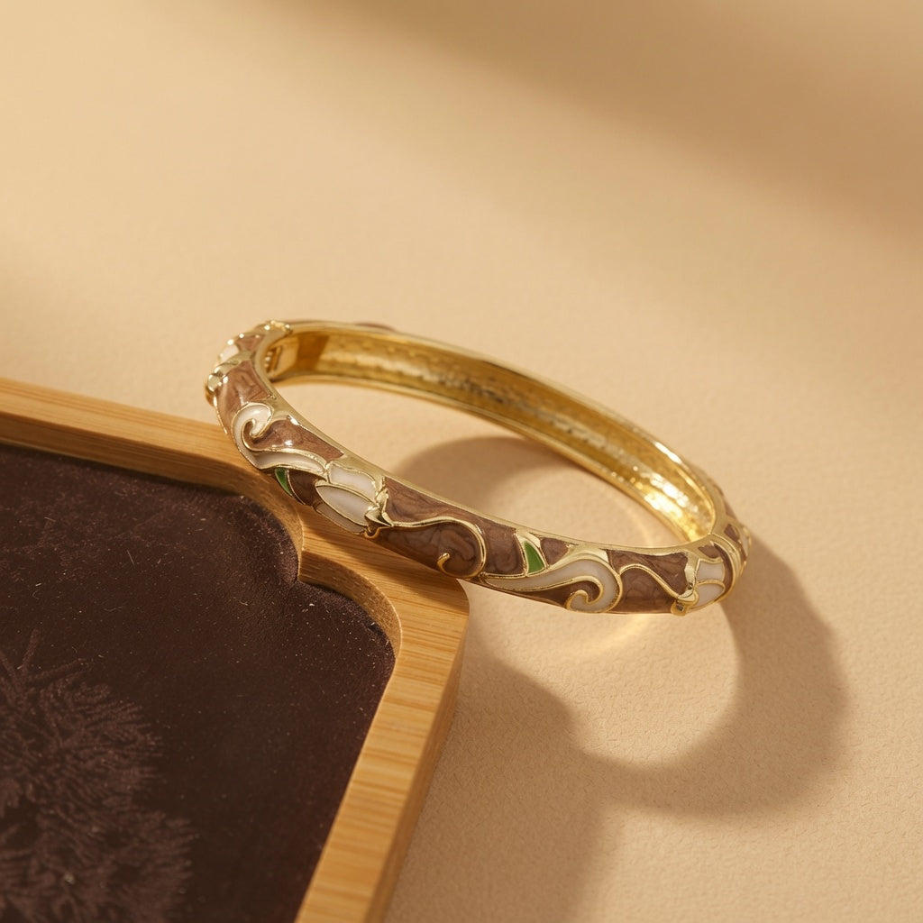 Vintage Enamel Floral Bangle