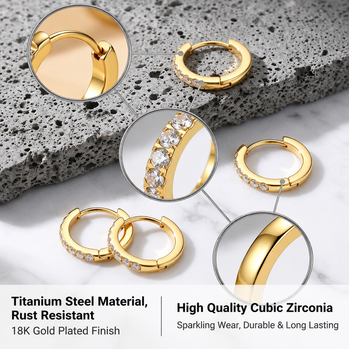 Pavé Zirconia Hoop Earrings