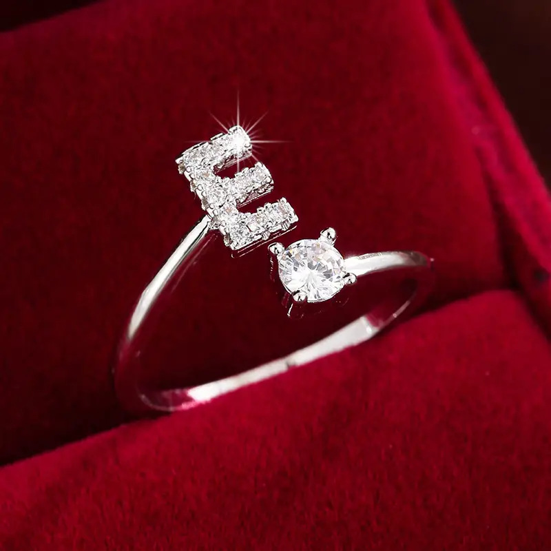 Crystal Letter Ring