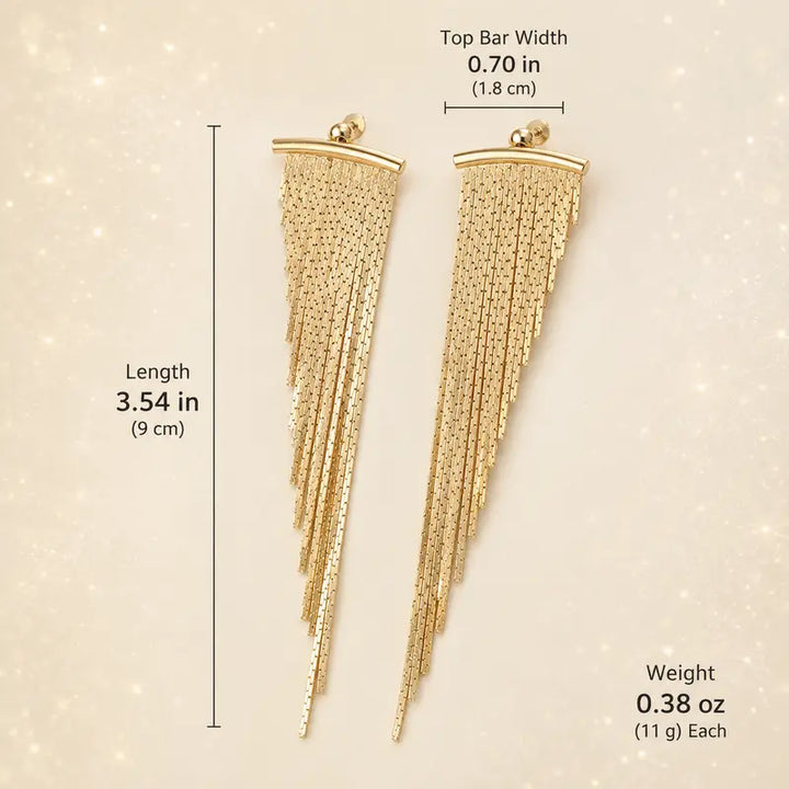 Golden Cascade Chain Tassel Earrings