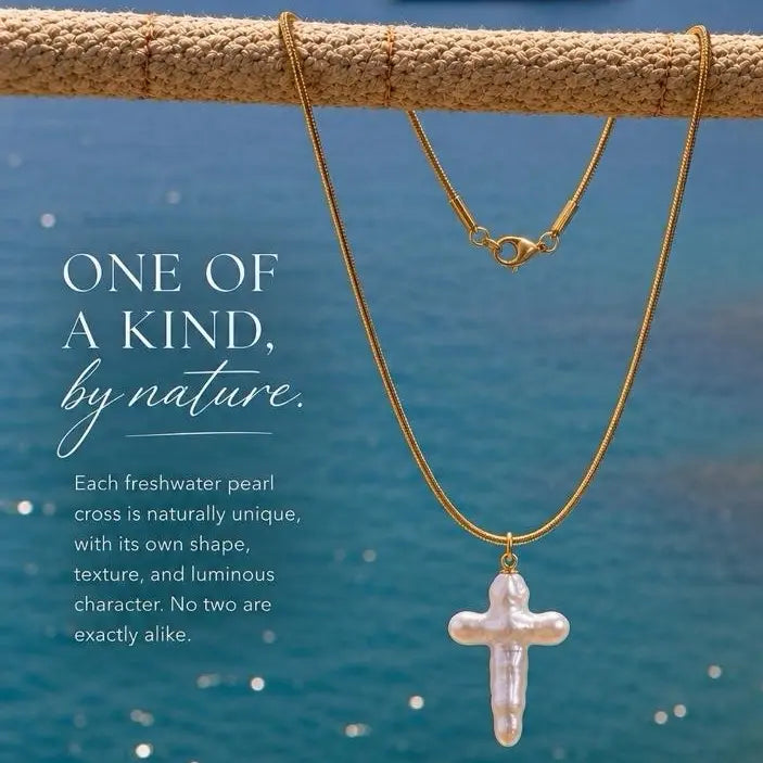 Baroque Pearl Cross Necklace