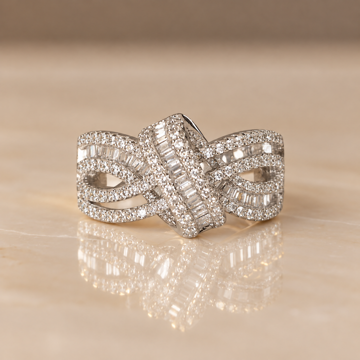 Crystal Twist Pavé Statement Ring