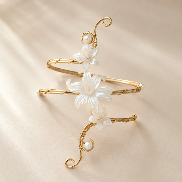 Pearlescent Floral Wrap Arm Cuff