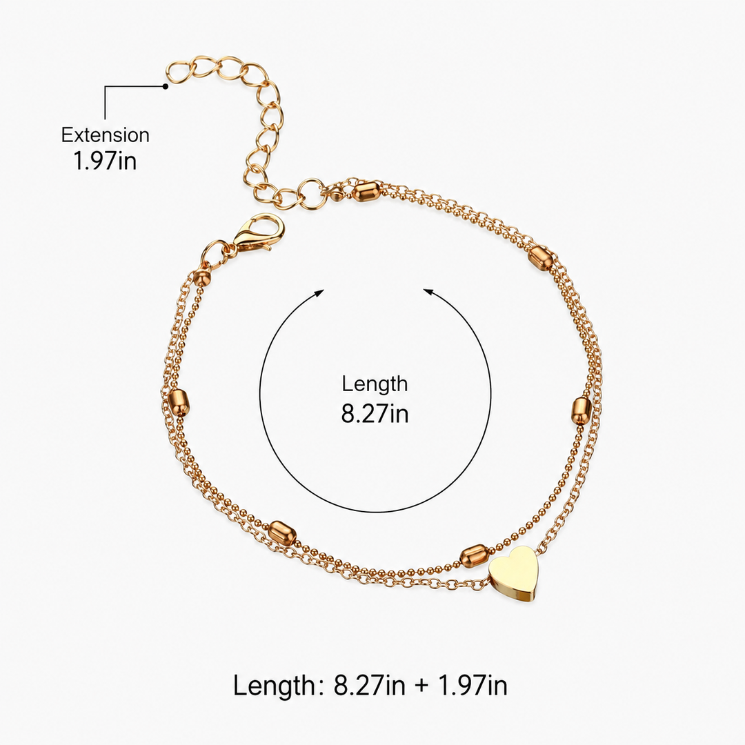 Heart Double Chain Anklet
