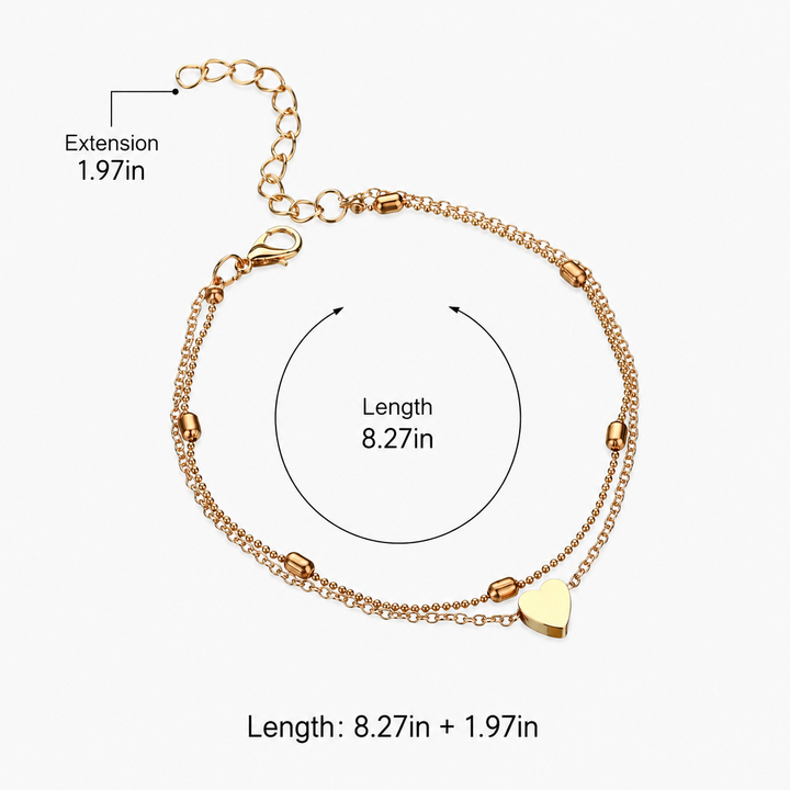 Heart Double Chain Anklet