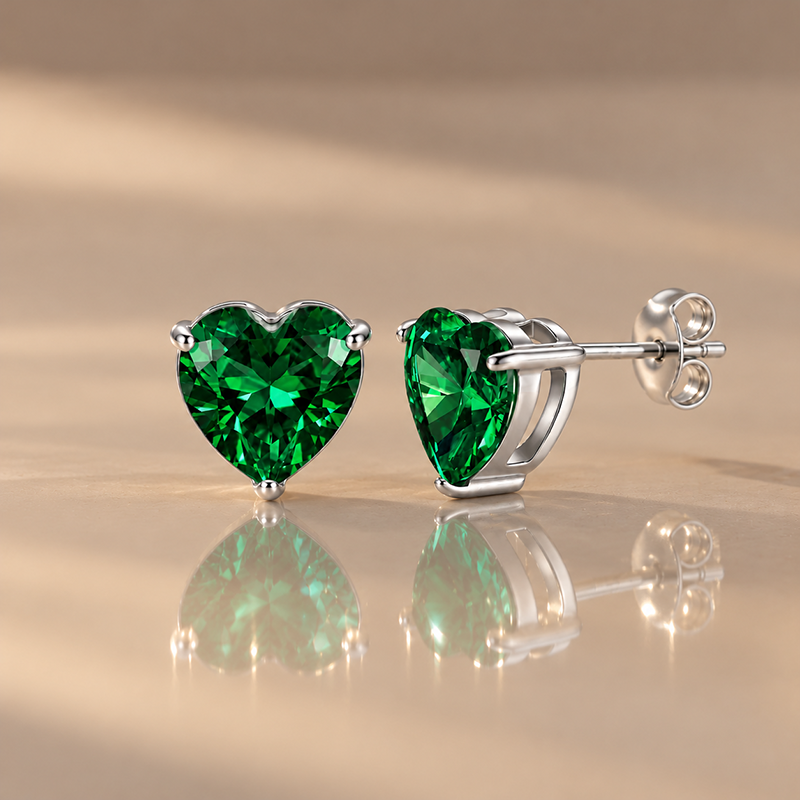 Serene Heart Birthstone Studs