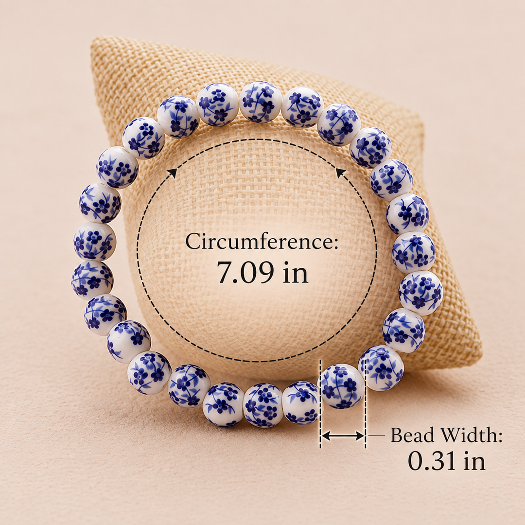 Blue &amp; White Porcelain Cross Bracelet