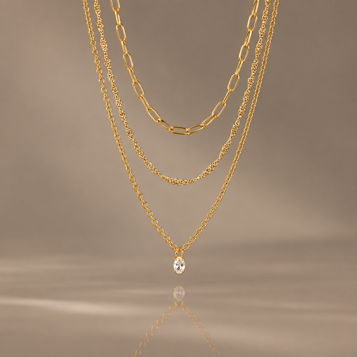 Layered Chain Necklace with Pendant