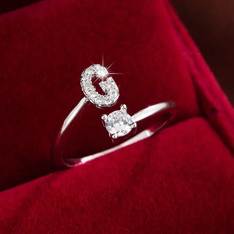 Crystal Letter Ring