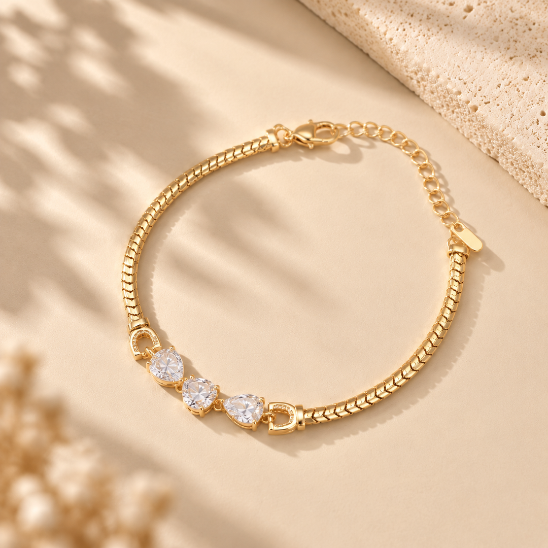 Heart Zircon Snake Chain Bracelet