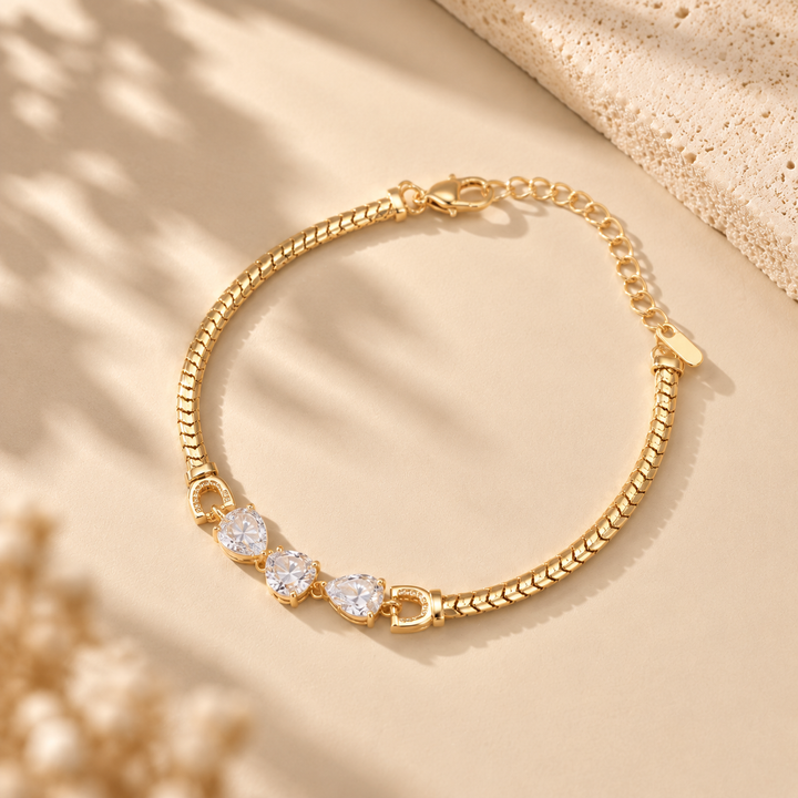 Heart Zircon Snake Chain Bracelet