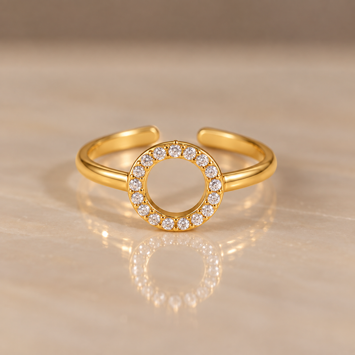 Halo Zircon Adjustable Ring