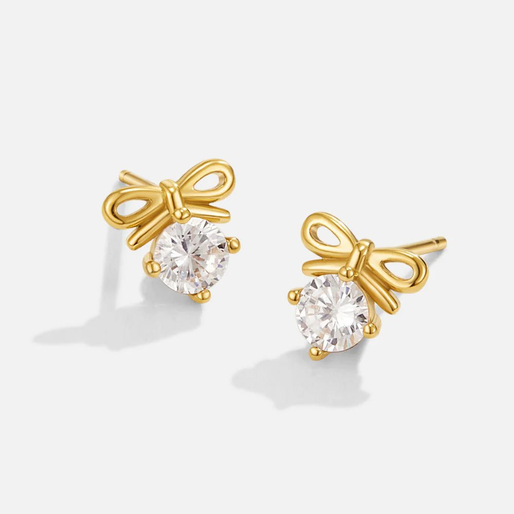 Bow Zircon Stud Earrings