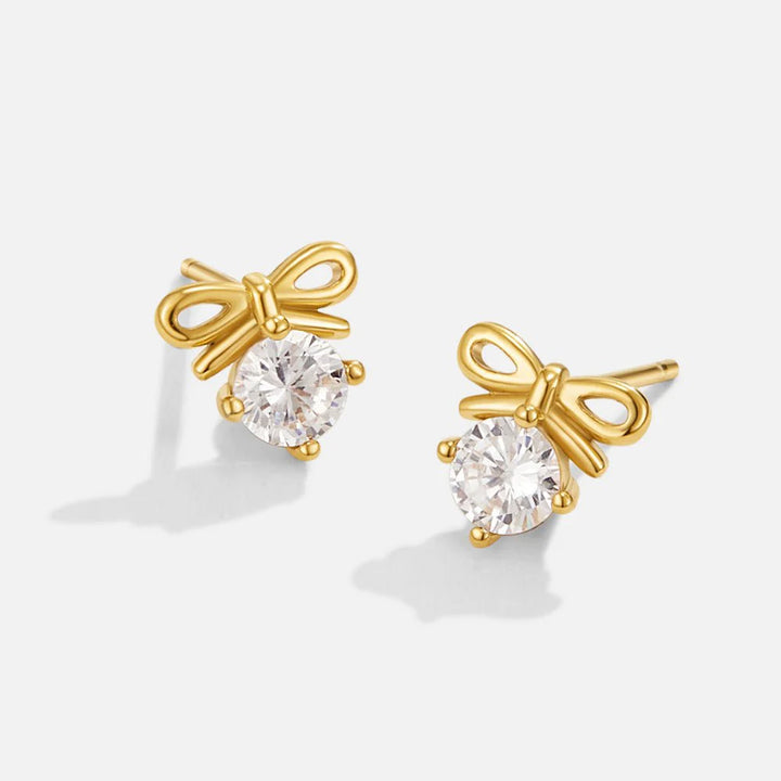 Bow Zircon Stud Earrings