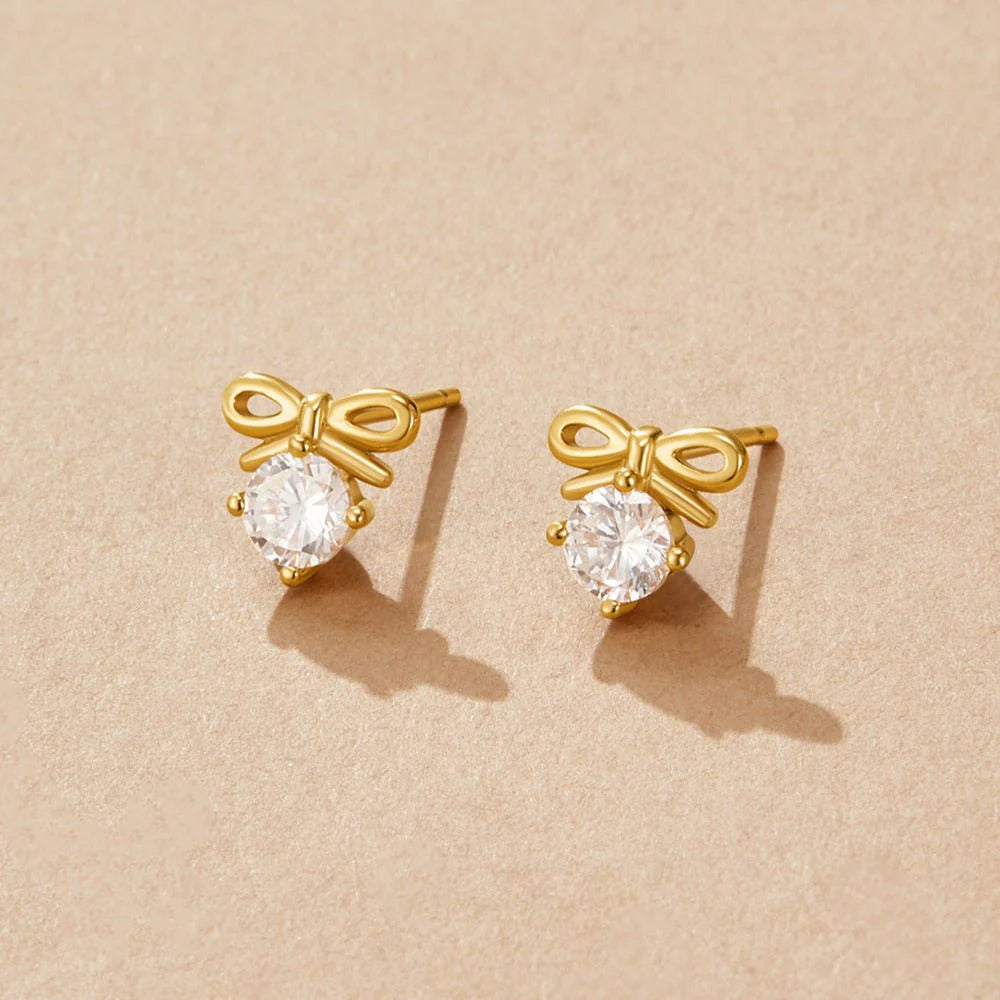 Bow Zircon Stud Earrings