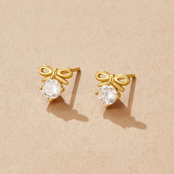 Bow Zircon Stud Earrings