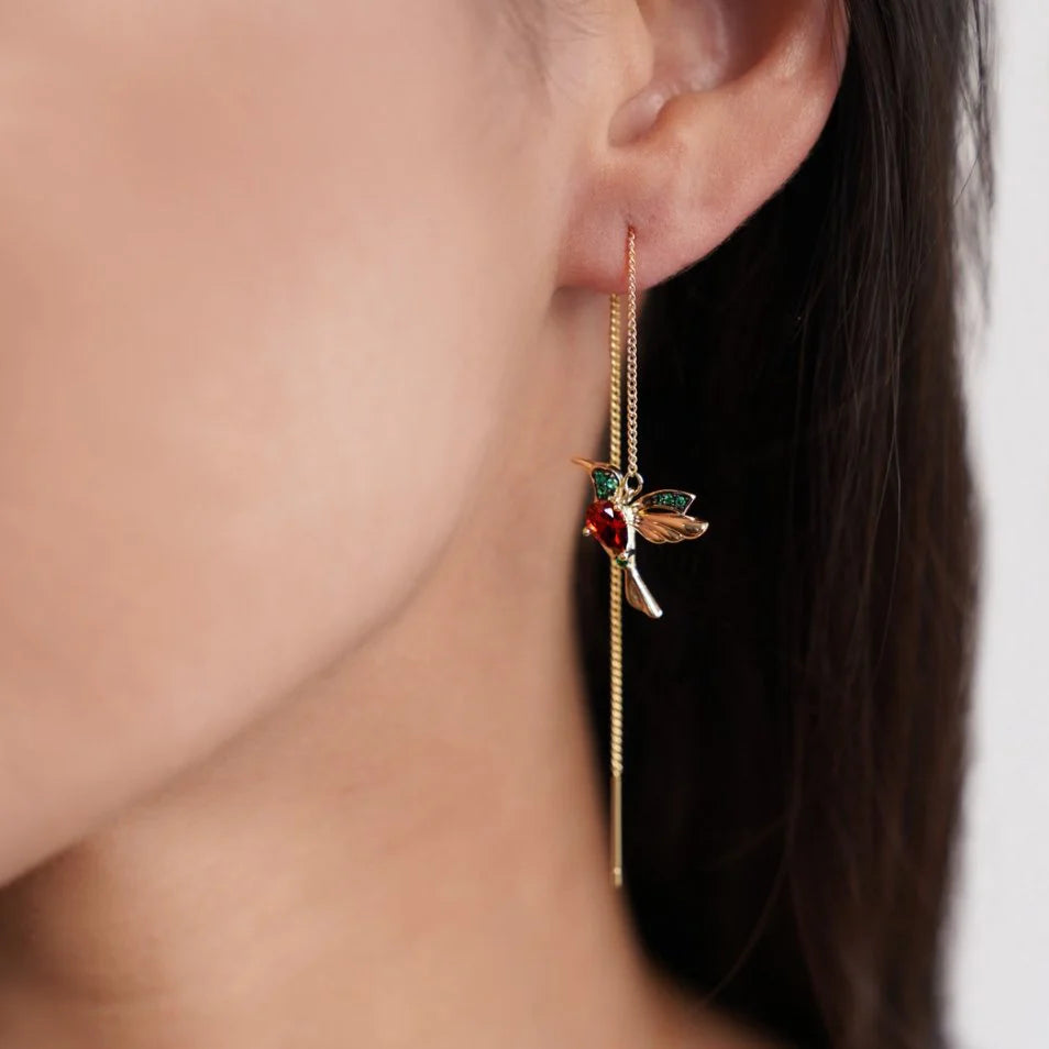 Gem Bird Drop Earrings