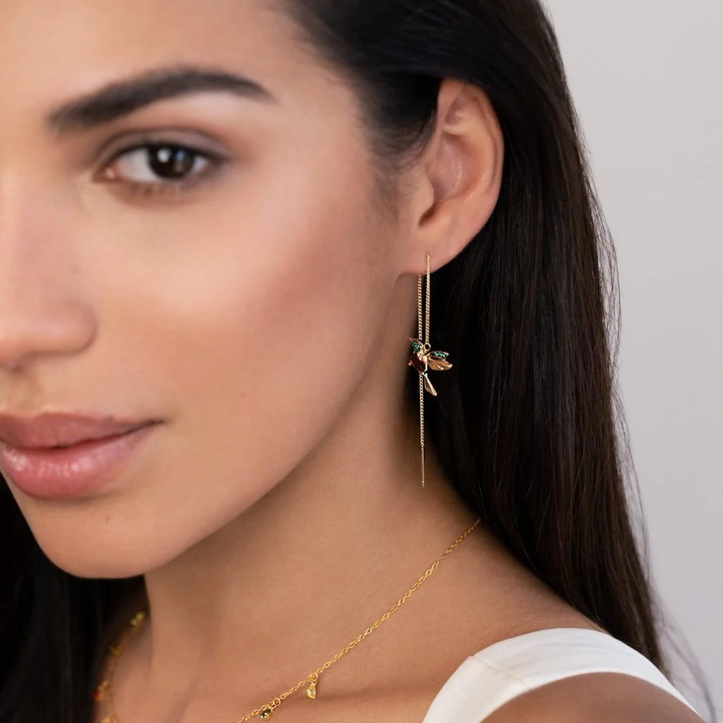 Gem Bird Drop Earrings