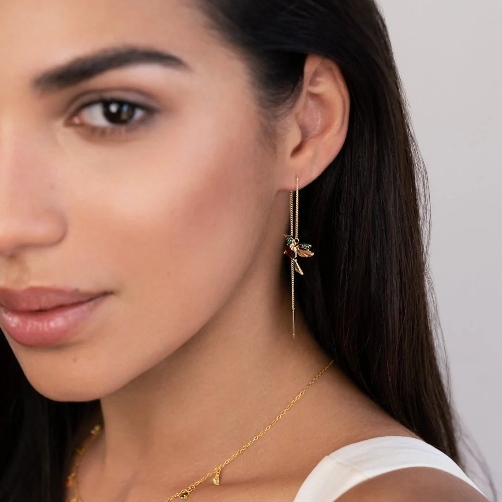 Gem Bird Drop Earrings