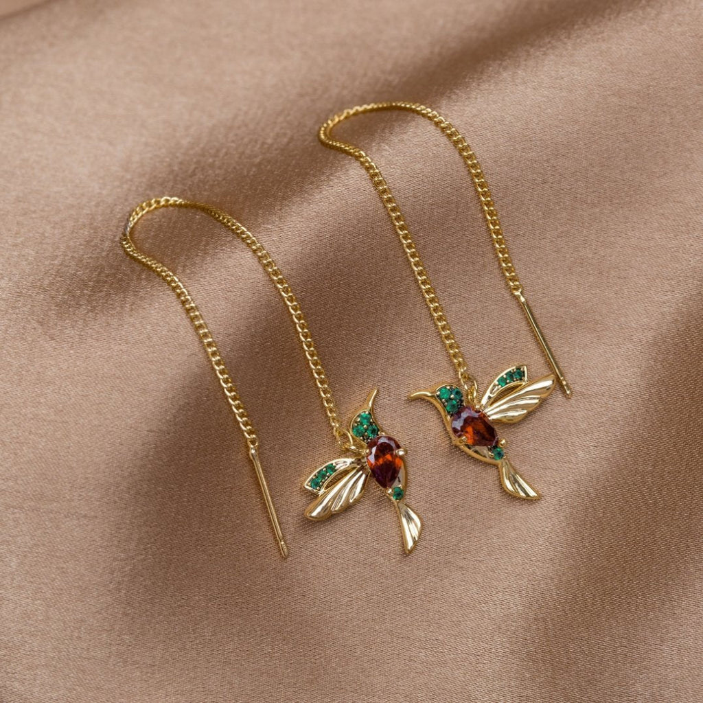 Gem Bird Drop Earrings