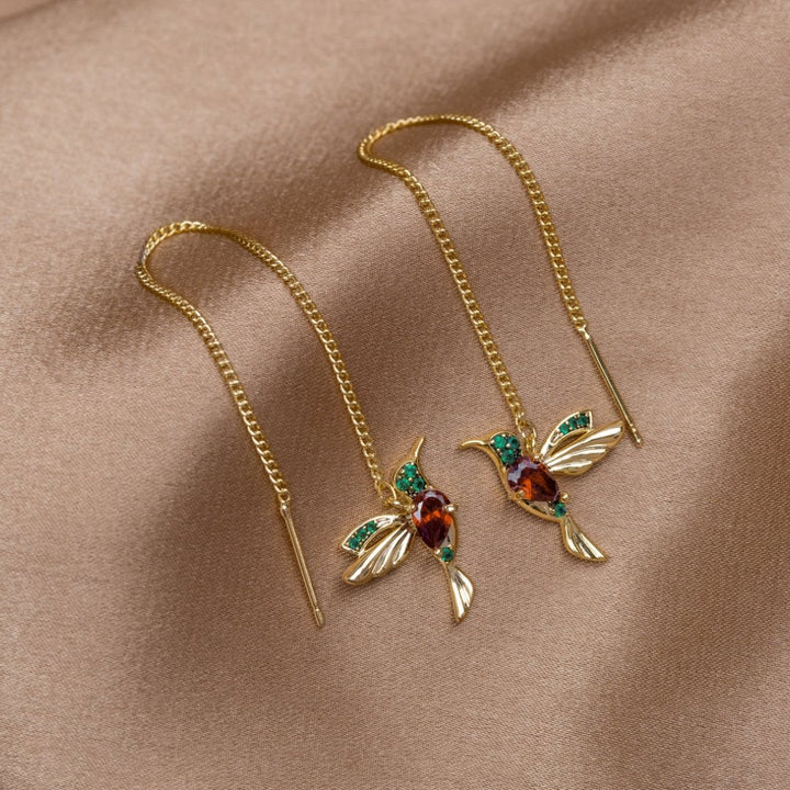 Gem Bird Drop Earrings