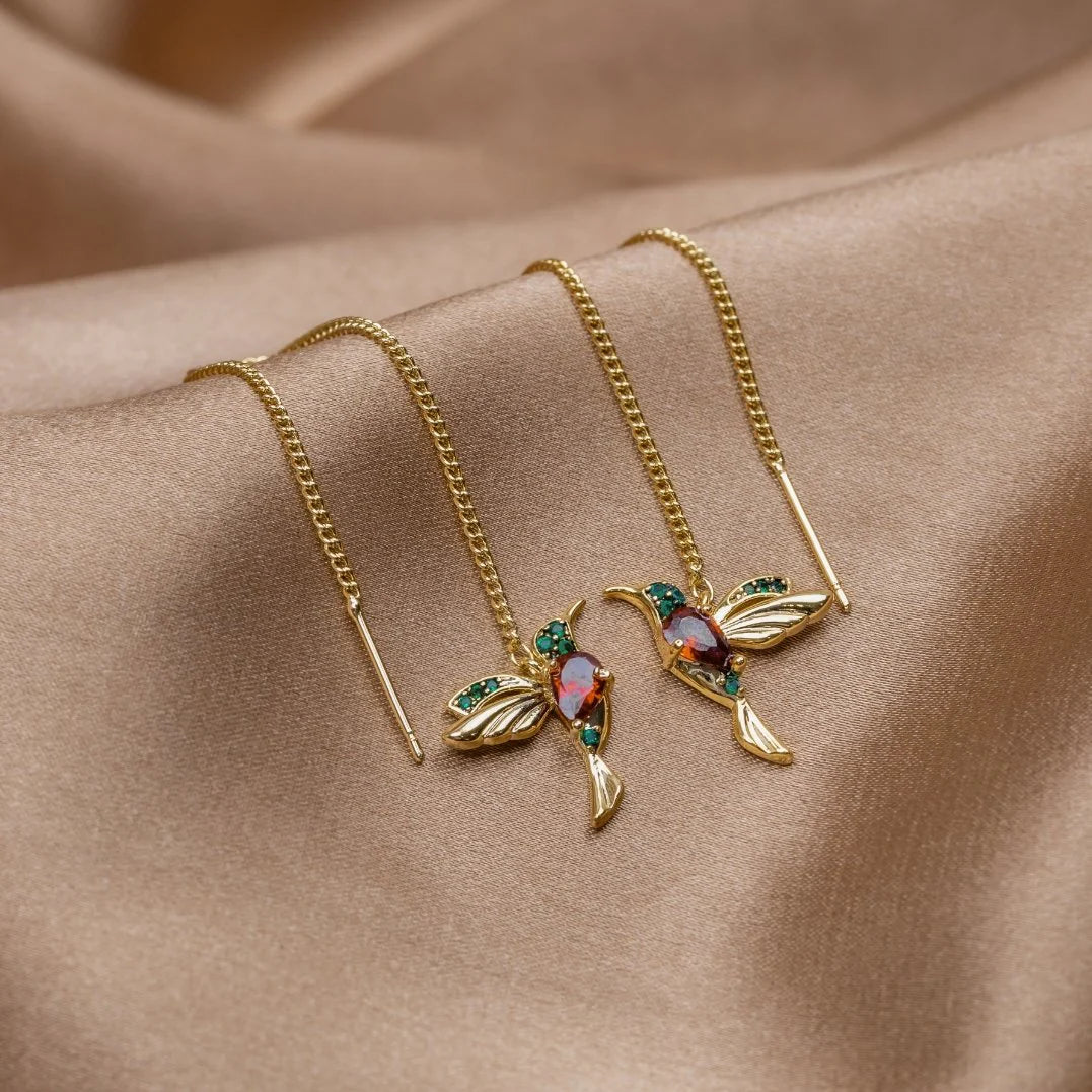 Gem Bird Drop Earrings
