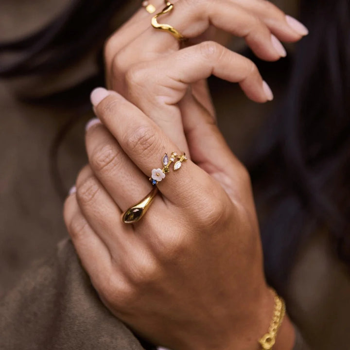 Colorful Gemstone Gold Open Ring