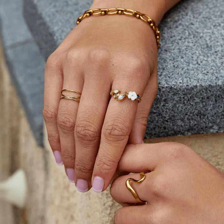 Colorful Gemstone Gold Open Ring