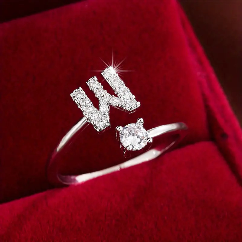 Crystal Letter Ring