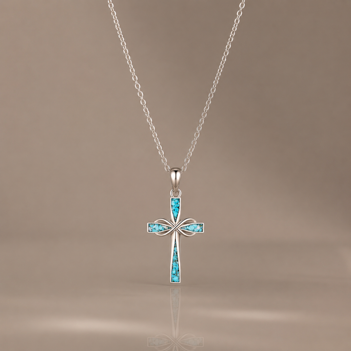 Turquoise Infinity Cross Jewelry Set
