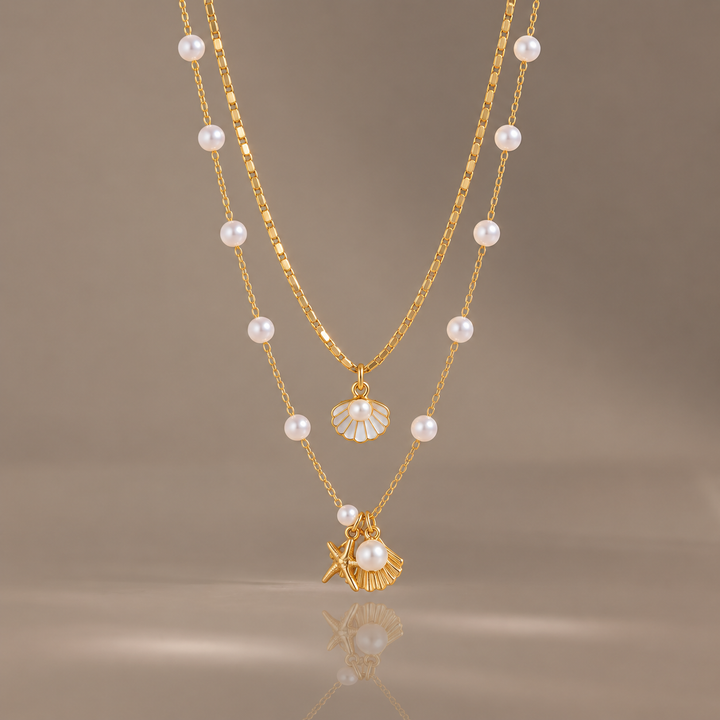 Ocean Pearl Shell Layered Necklace