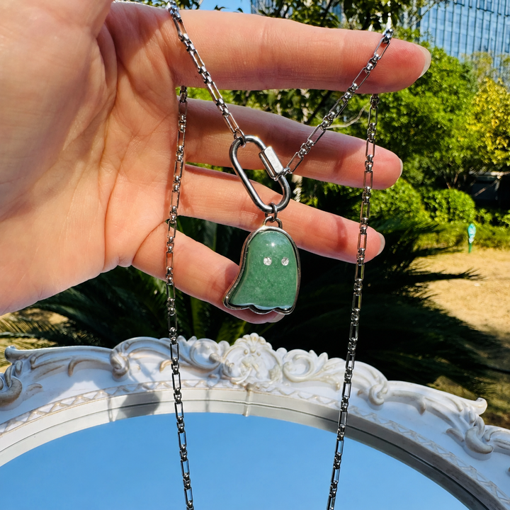 Ghost Pendant Paperclip Necklace
