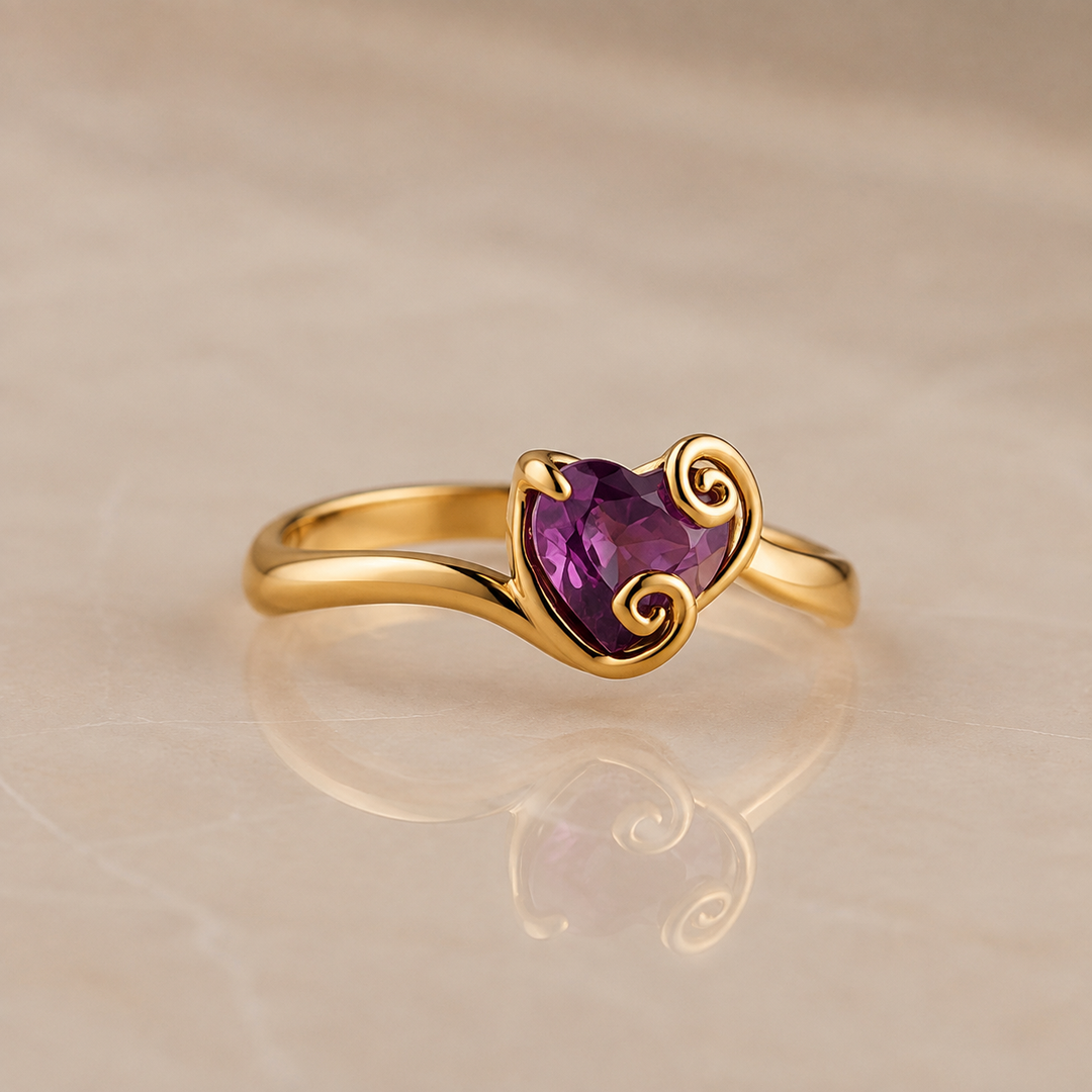 Black Heart Wave Ring