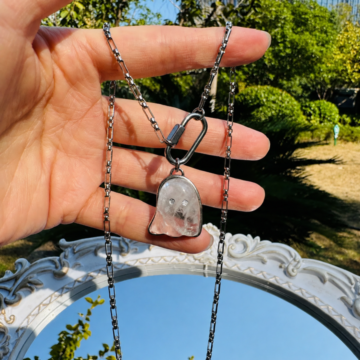 Ghost Pendant Paperclip Necklace