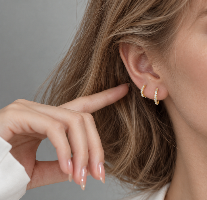 Pavé Zirconia Hoop Earrings