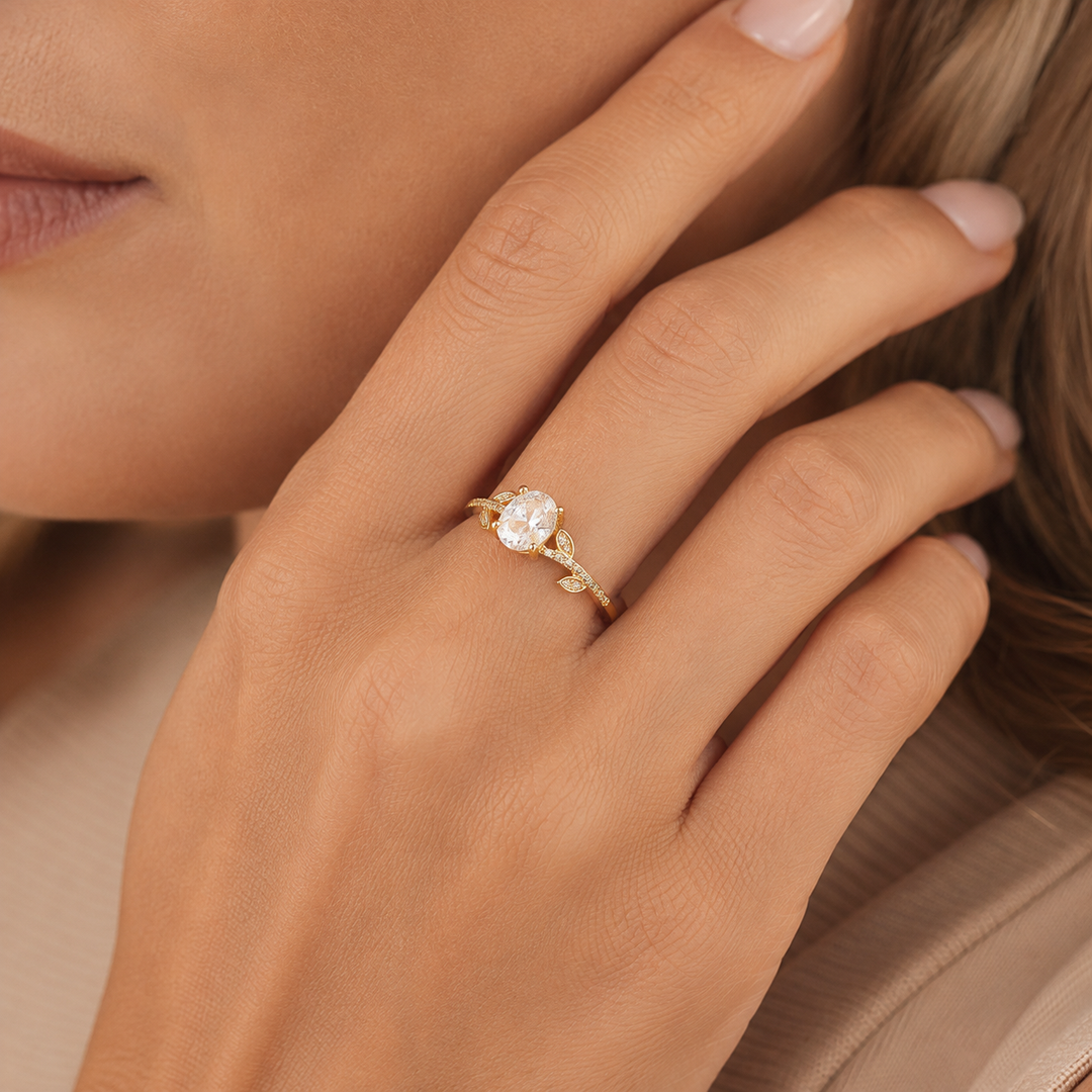 Leaf Halo Ring