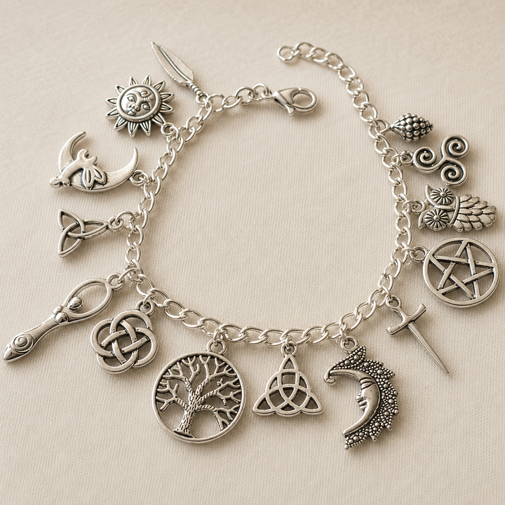 Gothic Witchy Celestial Charm Bracelet