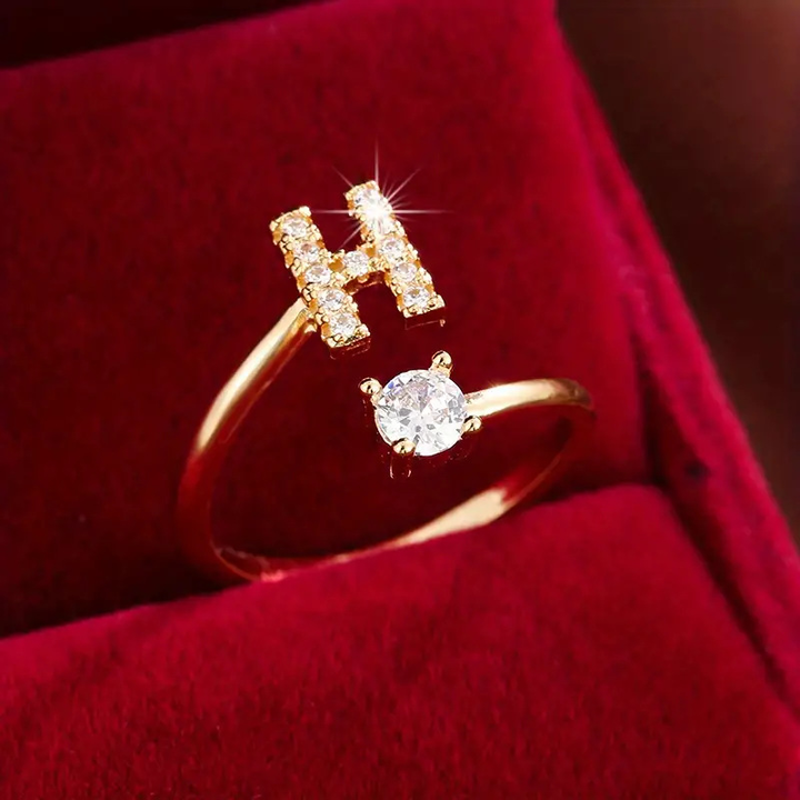 Crystal Letter Ring