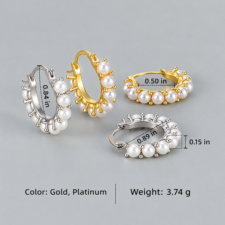 Pearl Charm Hoop Earrings