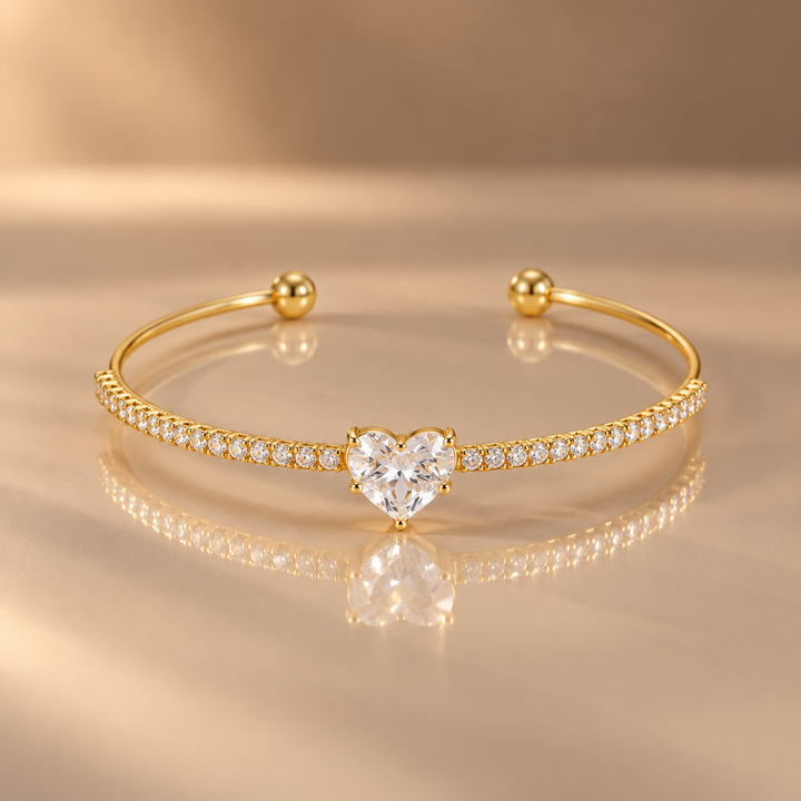 Heart of Love Crystal Cuff Bracelet